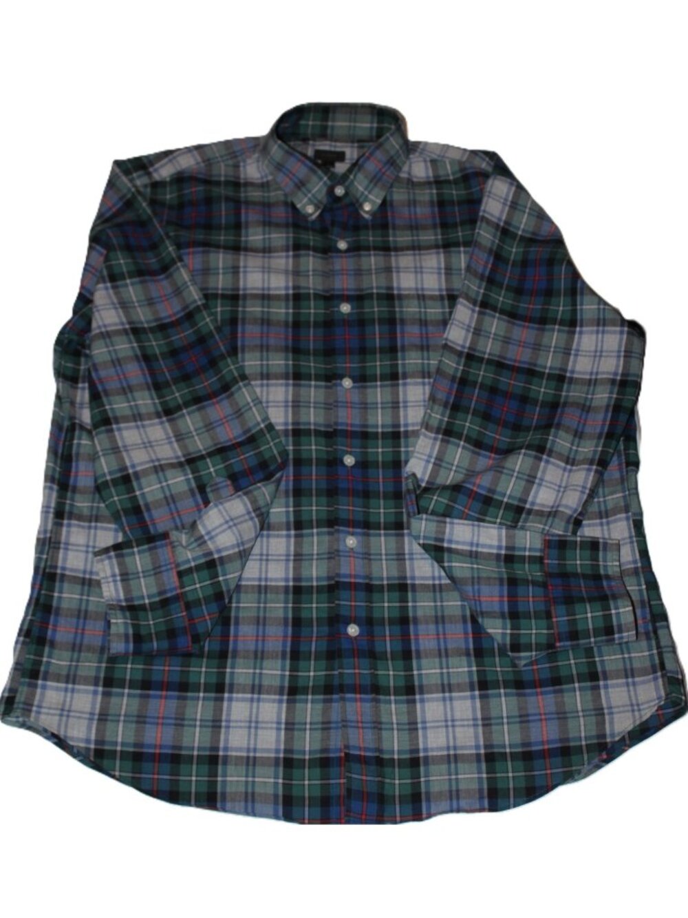 J Crew Shirt Mens Large Button Down Long Sleeve Plaid Check Blue Green Red